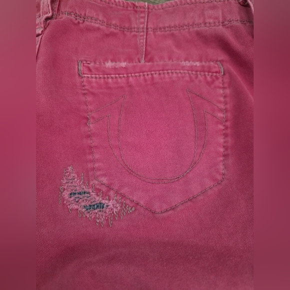 TRUE RELIGION Y2K RED DISTRESSED JEANS PANTS 28 M 2000s Grungecore Streetwear - Picture 12 of 15